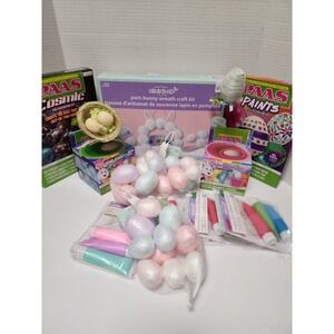 Easter Lot #4 14pcs Craft kit egg dye Wreath eggs decor glitter‎ cosmic poms